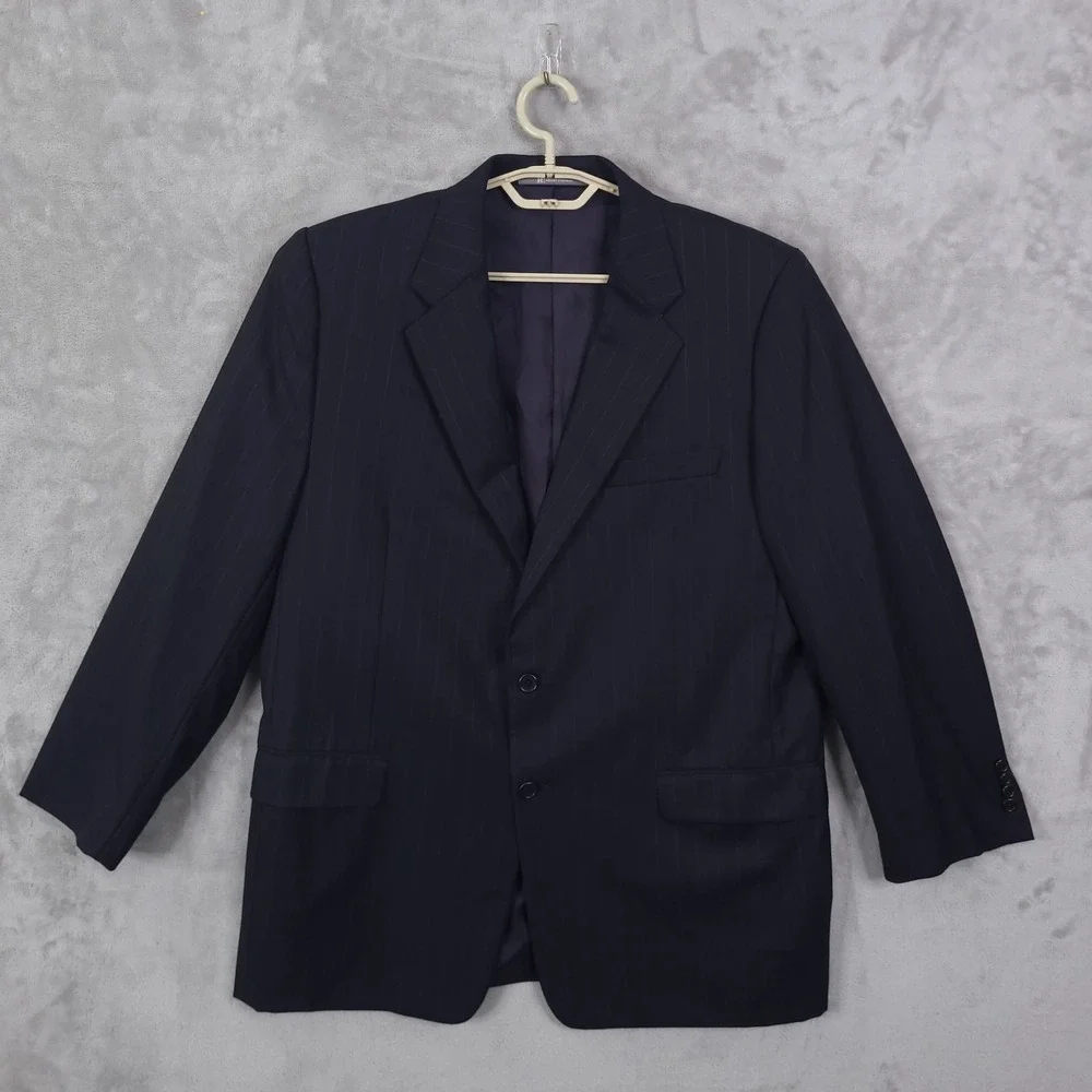 Hickey Freeman Blazer Mens Size 44R Loro Piana Tasmanian 130s Charcoal Pinstripe